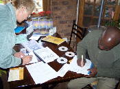 Course goers at the product table
